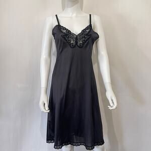 Body Lites Vintage Black Slip Womens Bust Size 36 Knee Length Nightgown Lingerie